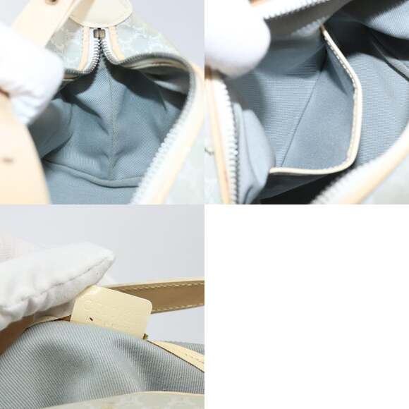 CELINE Macadam Canvas Hand Bag White Silver - Picture 12 of 12